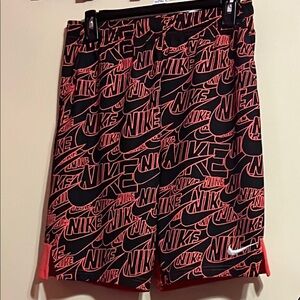 Nike Black and Red Logo Shorts